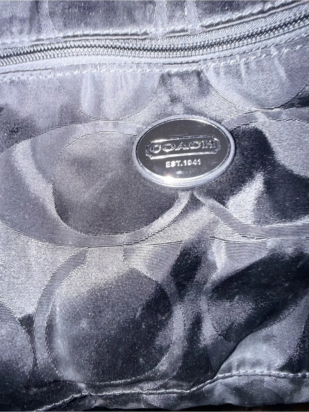 Coach Black Signature Nylon Messenger Bag with Leather Trim